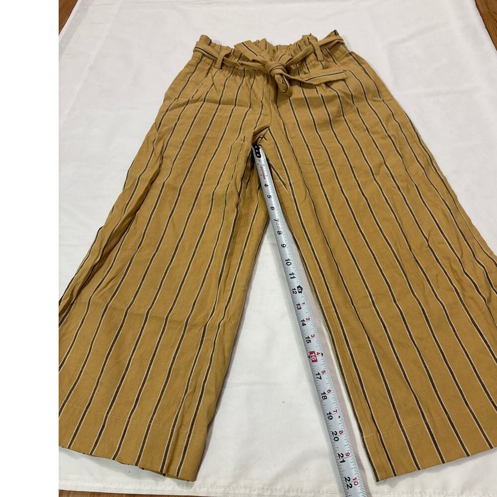 J.Jill  Womens Small Linen Stretch Pants Wide Leg Belted Paperbag Waist Striped - Picture 10 of 11